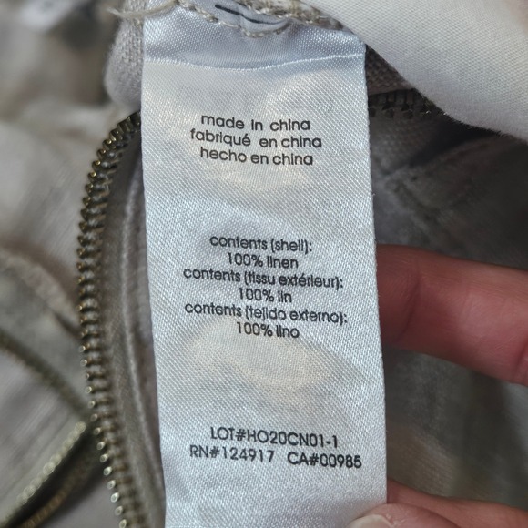 We Wore What Womens Linen Utility Jumpsuit Size M Boiler Suit Zip Front Neutral - Picture 11 of 12